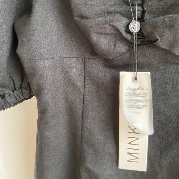 New w/ Tags! MINKPINK Linen Mini Dress, Black, X SMALL - Picture 7 of 7